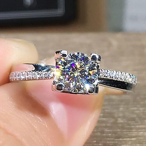 10K Au417 White Gold Women Wedding Party Engagement Ring 1 2 3 4 5 Carat Round Moissanite Diamond Ring Cross Trendy Classic Gift