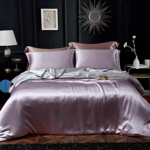 100% Mulberry Silk 19mm Seamless Wine Red Champagne Gray Black colors Queen King Size Fitted Flat Sheet 5 pcs set customize MS01