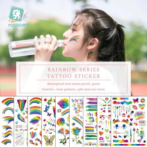 Colorful Rainbow Butterfly Flower Body Art Water Transfer Waterproof Temporary Tattoo Sticker For Women Men Fake Tattoos