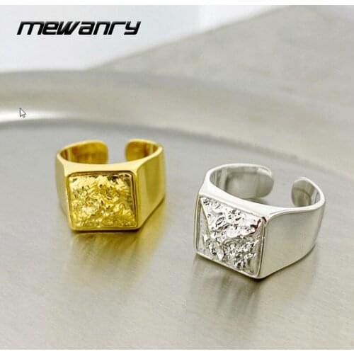 Mewanry 925 Sterling Silver Wide Rings INS Trend Elegant Lava Pattern Party Jewelry Birthday Gifts Hip Hop Vintage Accessories