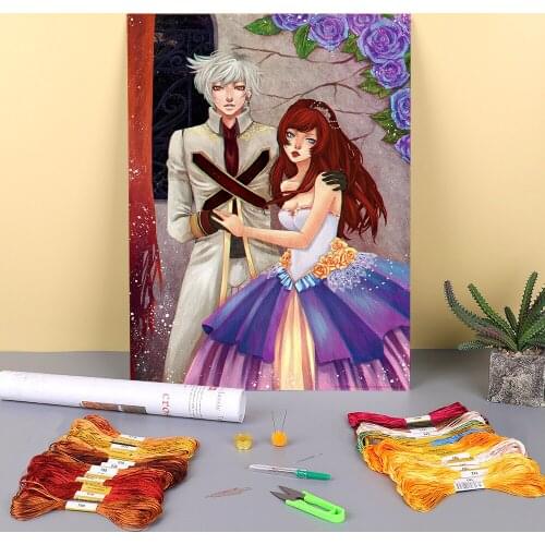 Cartoon Girl Woman Printed Fabric 11CT Cross-Stitch Embroidery Patterns DMC Threads Painting Handicraft Handmade Craft Sales