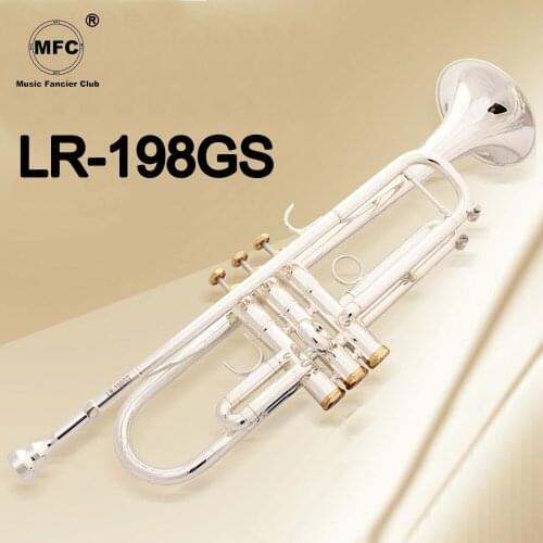 Music Fancier Club Bb Trumpet LR-198GS Silver Plated Gold Keys Music Instruments Profesional Trumpets 198GS Case Mouthpiece
