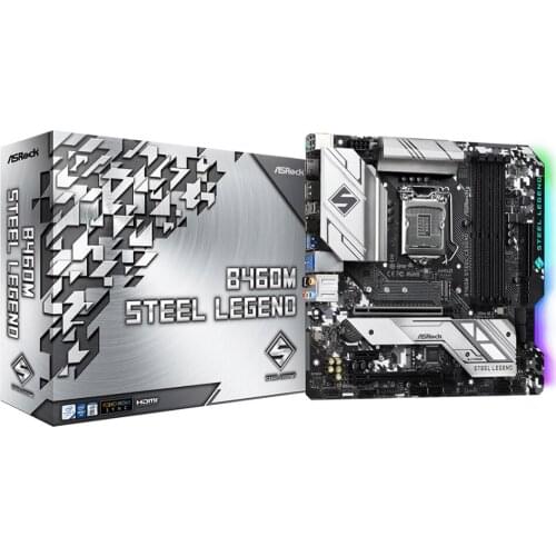 ASRock Super Alloy B460M Steel Legend Desktop Motherboard Supports DDR4 2933MHz 1 Ultra M.2 (PCIe Gen3 x4 & SATA3)