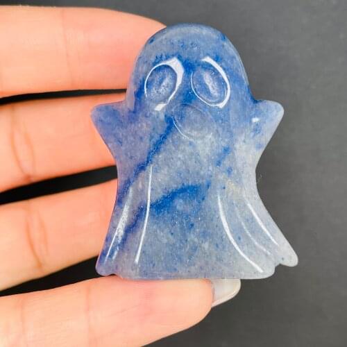 Natural Blue-Veins Stone Mineral Carved Ghost Polished Gemstones Home Decor Specter