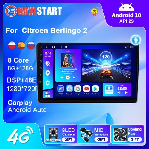 6+128G Android 10 For Citroen Berlingo 2 2008-2019 Car Radio 4G WIFI Bluetooth GPS Carplay Android Auto Navigation NO DVD Player
