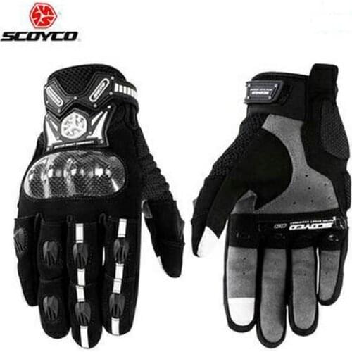 2017 New Carbon Fiber Motorcycle Gloves Full finger Four season Touch Screen Motorbike Riding golovs knight Motocroos glove MC20
