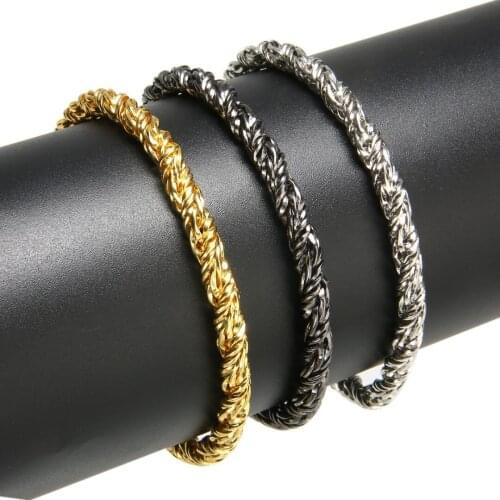 New Stylish Twist Circle Chain Bracelets for Men Women Twisted Charm Bracelet Fashion Hip Hop Jewelry 3 Colors