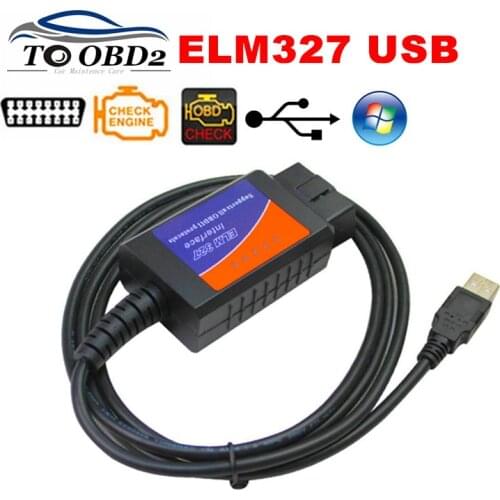 2020 New OBD2 Diagnostic Tool ELM327 USB V1.5 Plastic Auto Cable Interface OBDII CAN-BUS Code Reader ELM 327 1.5 PC Connection