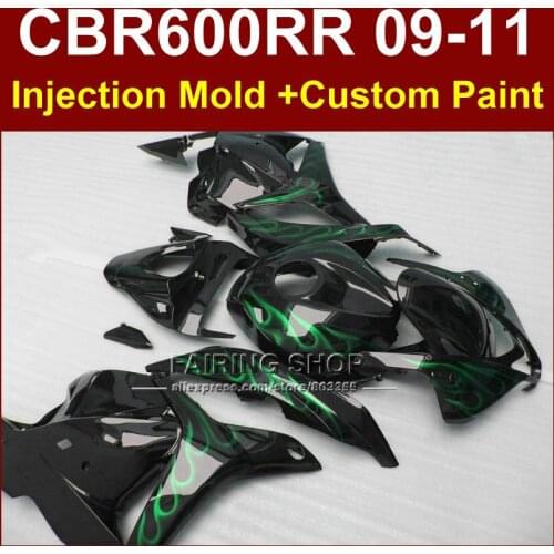 New glossy green flame custom fairing upgrade for HONDA CBR600RR 2009 2010 2011 fairings cbr600rr 09 10 11 Injection CBR 600RR