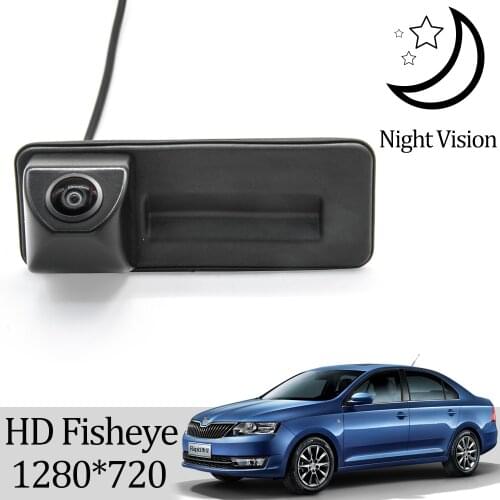 Owtosin HD 1280*720 Rear View Camera For Skoda Rapid MK1 2012 2013 2014 2015 2016 Car Trunk Handle Camera Reverse Accessories