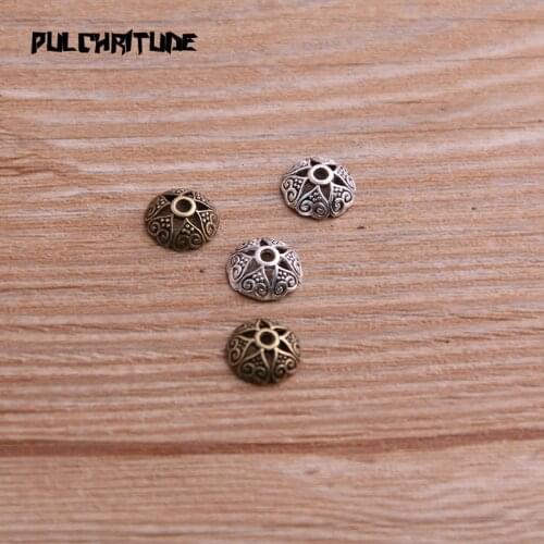 100pcs 3*8*8mm Two Color Receptacle Hollow MINI Flower DIY Spaced Jewelry Accessories Charms For Jewelry Making