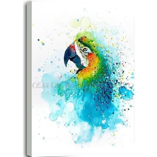 Professional Artist Handmade High Quality Fresh Light Colors Parrot Oil Painting on Canvas Beautiful Bird Parrot Oil Painting