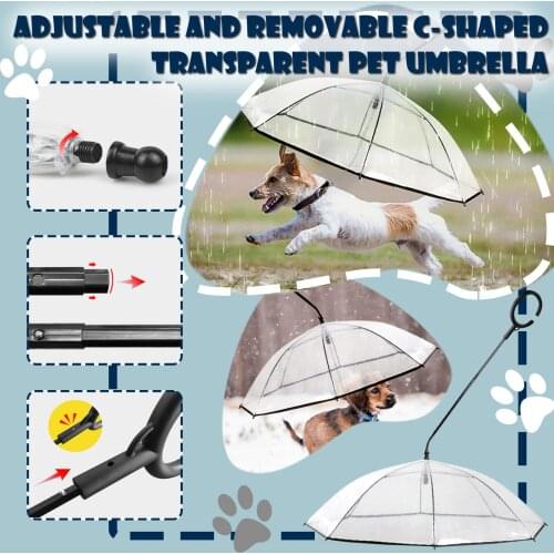 Transparent Adjustable Pet C-shaped Umbrella For Walking Pet In Rain Or Snow Raincoats Dogs Umbrella Fast Delivery Dropshipping