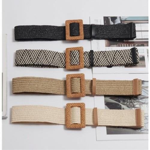 Wax Rope Braiding women belt Round Buckle Skirt Belt Womans Vintage Knitted Waist Belt Woven Female Elastic Braided Belt BZ141