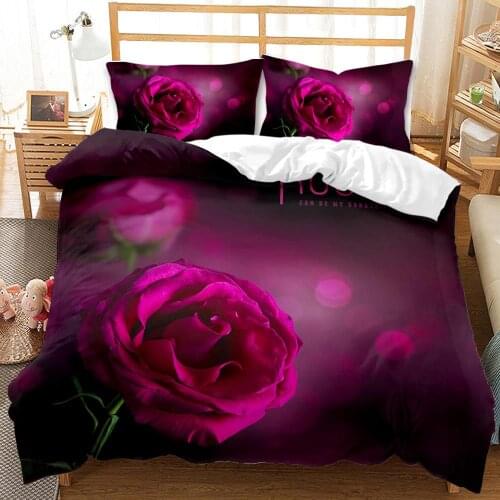 3D printed pastoral plant flower series quilt cover 100% polyester bedding luxury three piece pillow cover quilt cover