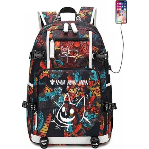 Hoozuki no Reitetsu Nyan Nyan Backpack USB Port Rucksack Bag Luminous Snake Pattern Student Teenagers School Bag Laptop Bag