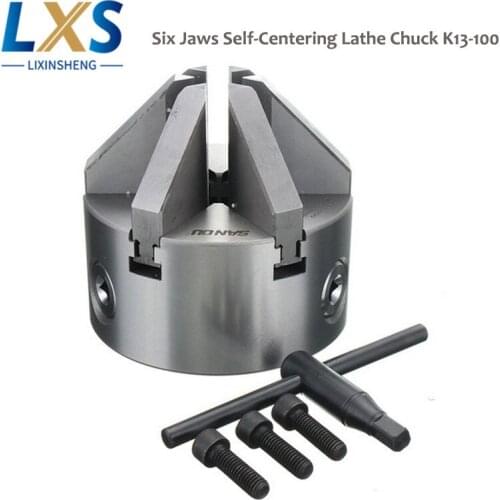 6 Jaw Self-center Lathe Chuck K13-100 Hardened Reversible Mounting Tool For Drilling Woodworking