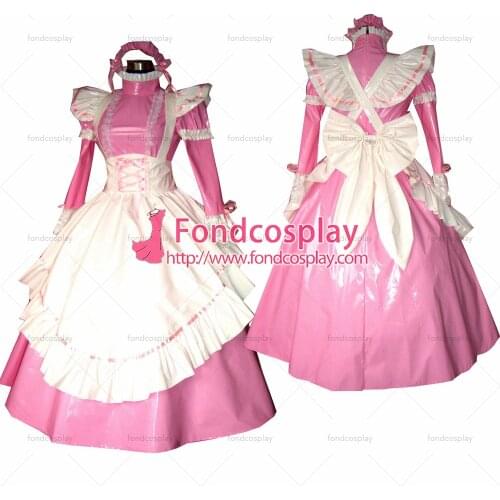 Sexy Sissy Maid Pvc Dress Pink Lockable Uniform Cosplay Costume Tailor-made[G317]