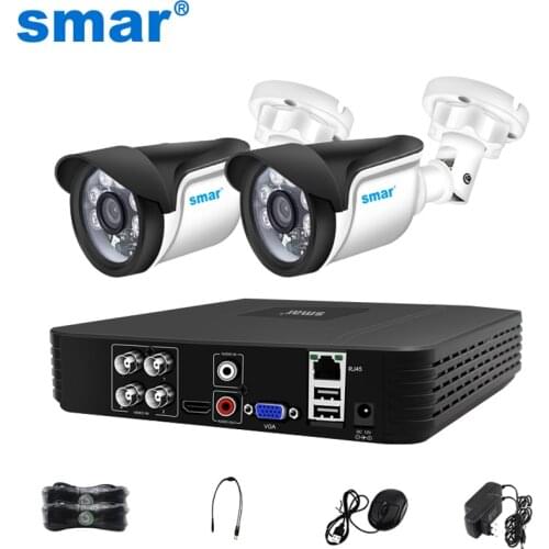 Smar Security Camera System Video Surveillance Kit 4CH 1080N 5 in 1 AHD DVR 2PCS Outdoor 720P/1080P Bullet Camera Night Vision