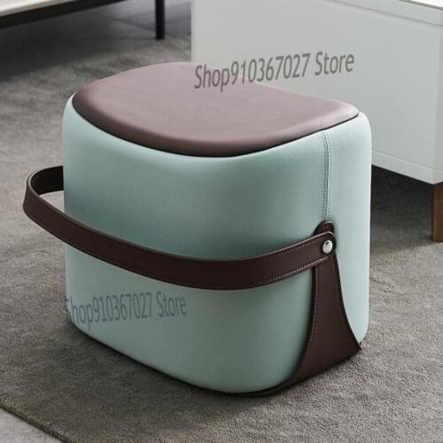 Nordic Creative Shoes Stools Light Luxury Saddle Stool Fashion Minimalist Leather Pier Shoe Stool Sofa Foot Stool