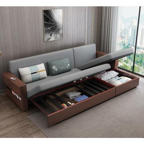 Living room furniture fabric sofa, large storage space sofa invisible bed