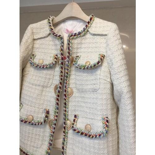 Tweed Blazer Women 2020 White Black Autumn Winter Wool Jacket Coat Femme Luxury Runway Fashion Designers Ladies Overcoat Tops