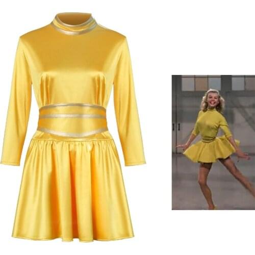 Movie White Christmas Costumes Yellow Dancing Dress with Shorts Long Sleeve Vestidos Woman Xmas Party Prom Clothing