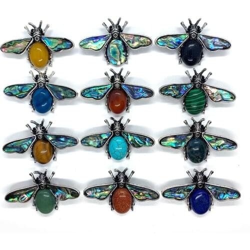 36X57.5mm Shell Pendants Natural Stone Firefly Shape Pendant Various Color Jewellery Fashionable Charm DIY Necklace Accessories