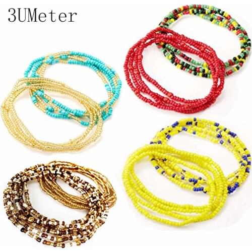 3UMeter 8 Piece Summer Jewelry Waist Bead Set Colorful Waist Bead Belly African Waist Bead Body Chain Belly Jewelry for Woman