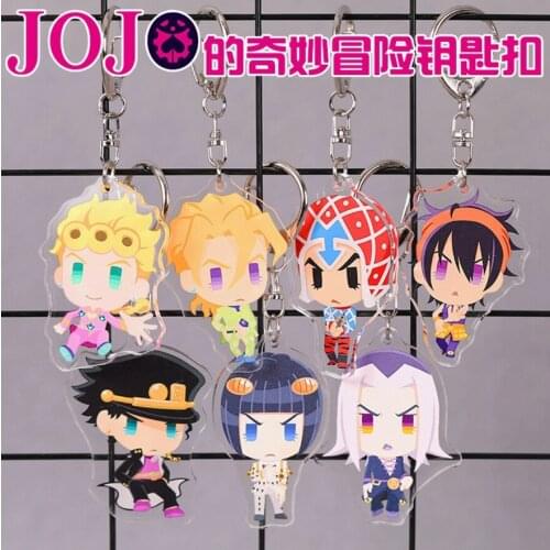 New Jojos Bizarre Adventure Kujo Jotaro Joestar Golden Wind Giorno Giovanna Bruno Acrylic Figure Keychain Keyrings
