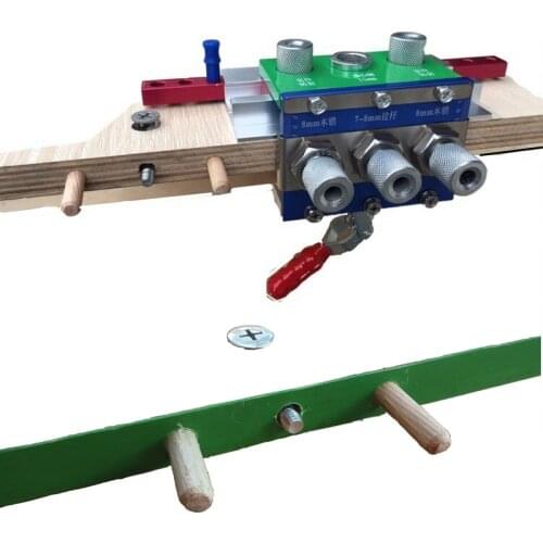 3 in 1 Dowelling Jig Hole Pucher Locator Three-Piece Drilling Positioning Fixture For Woodworking Furniture Fast Connecting