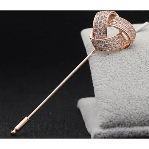 Luxury Brand White Cubic Zircon Bridal Pin Brooch Jewelry Classic Bridal Wedding Hijab Pins And Broaches Mens Pin Brooch