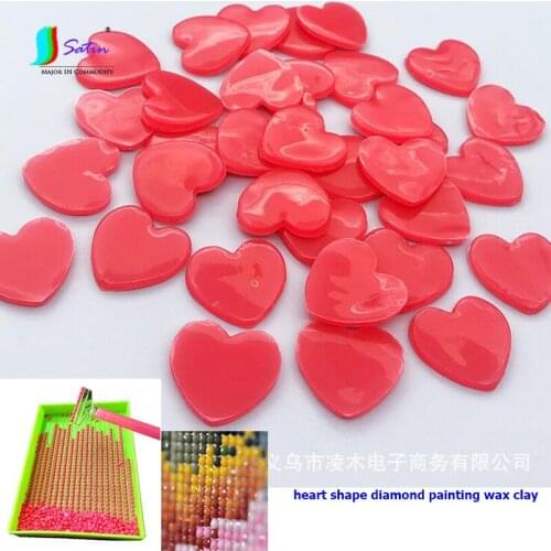 Hot Sale Wholesale Price 500pcs Home Diamond Cross Stitch material Red Blue Heart Shape Diamond Painting Wax Clay