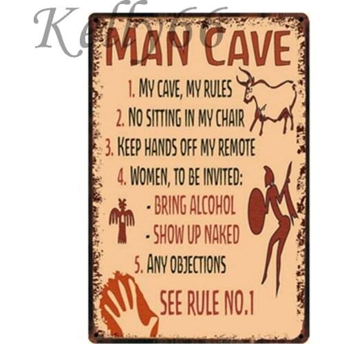 [ Kelly66 ] Man Cave My Rules Vintage Metal Sign Tin Poster Home Decor Bar Wall Art Painting y-1214