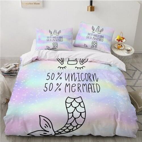 Pink Mermai Marble Rainbow Printing Bedding Set Colorful Duvet Cover Microfiber Quilt/Comforter Cover King Queen Size Bedclothes