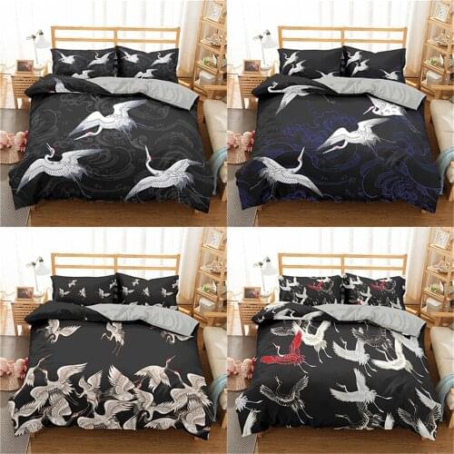 Crane Bedding Set Boys Bed Set Fashion 3D Digital Printing Bedclothes Duvet Cover Set Queen King for Adults