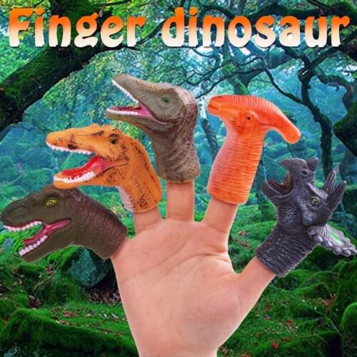 Dinosaur finger doll Tyrannosaurus rex Triceratops toy animal simulation world Jurassic plastic soft children hand puppet