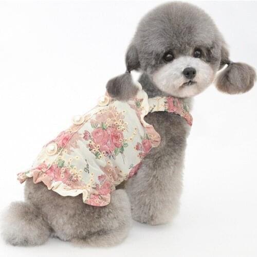 Summer Small Dog Dress Puppy Skirt Cat Dog Clothes Costumes Cute Flowers Pet Dresses Yorkshire Pomeranian Poodle Dog Clothing