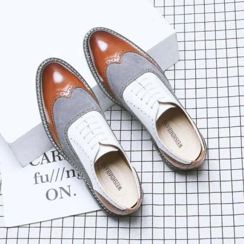 Big Size New Fashion Men Brogue Business Formal Dress Shoes Men Wedding Shoes suede Leather Oxfords Pointed Toe Shoes A21-35Z