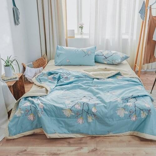 Soft Breathable Comforter Portable Washable Bed Cover Quilts Bedding Summer Air-conditioning Thin Quilt Printed Blanket