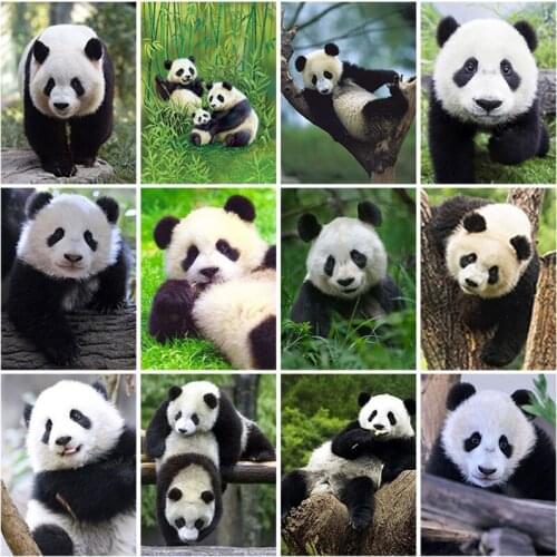 5D DIY Diamond Painting Full Square Drill Animal Panda Diamond Embroidery Set Wall Art Picture Cross Stitch Home Decoration Gift