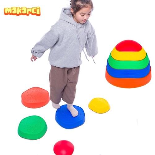 Non-slip balance stepping stones kids sensory integration training toys 5 colors space saving outdoor indoor game set