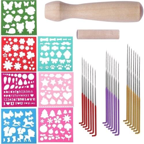 Nonvor 21Pcs Felting Needles, 7Pcs Color Wool Felt Molds, Starter Fabric Craft Yarn Roving DIY Foam Wooden Handle Needle Felting