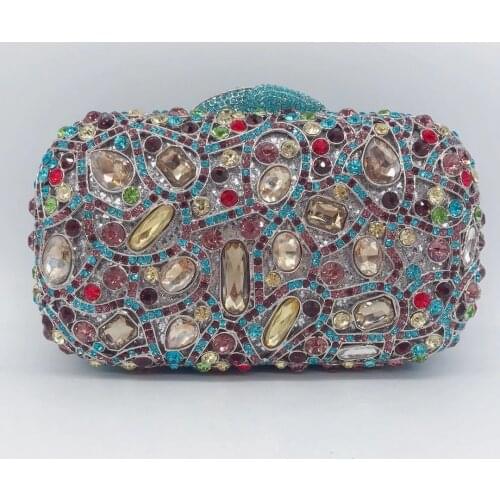 2021 XIYUAN New Arrival Big Rhinestone Women Evening Clutch Purse Fashion Multicolored Lady Party Prom Mini Shoulder Handbags