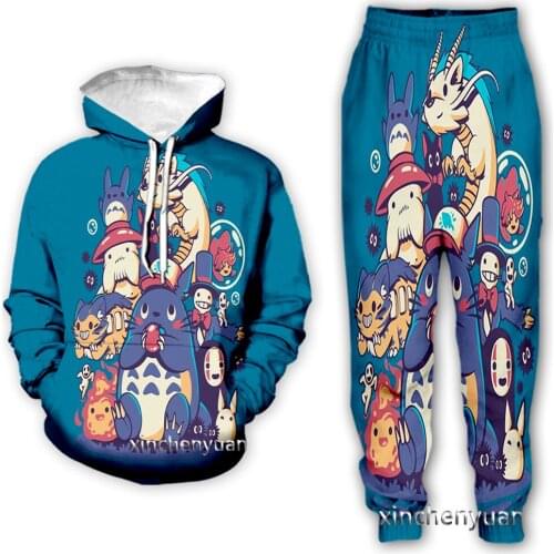 Xinchenyuan New Men/Women Anime Totoro 3D Printed Clothing Long Sleeve Fashion Sweatshirt Hoodies Men Sport Long Pants P14