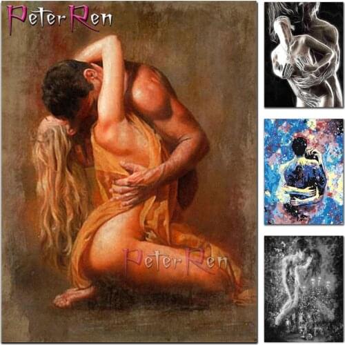 Nude Lover art pattern 5d diy diamond painting Sexy Lovers couple embrace characters full mosaic embroidery Valentines Day gift