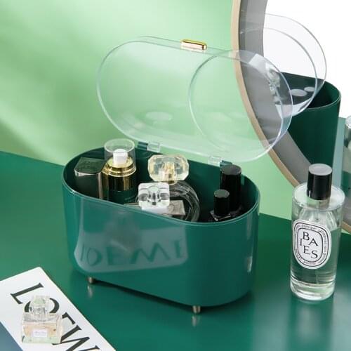 Perfume Organizer Cosmetic Storage Box Makeup Organizer Lip Gloss Powder Cake Display Stand Transparent Plastic Box with Lid