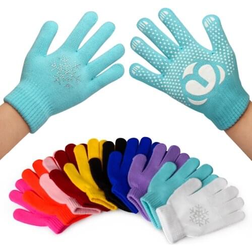 Magic Ice Figure Skating Wrist Gloves Training Warm Hand Protector Thermal Safety For Kids Girl Boy Rhinestone Non-stick