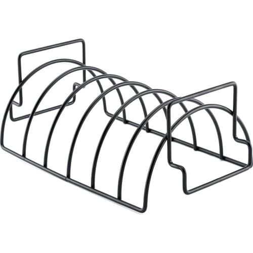 Grill Rib Rack With Non-Stick Surface Iron Rib Holder Hold 6 Ribs Rack For Grilling