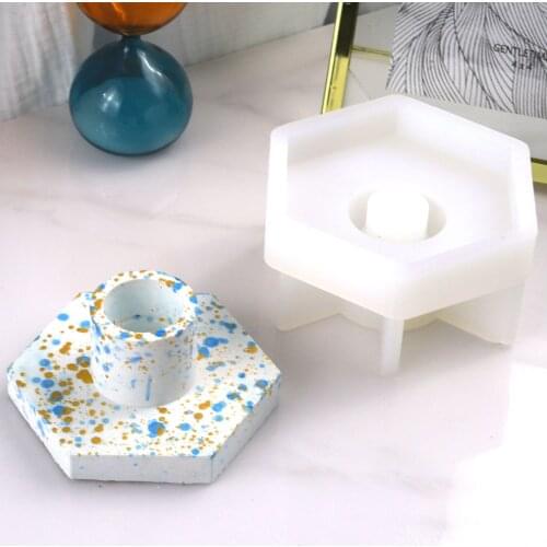 Hexagonal pole candle holder plaster mold for DIY Aromatherapy Plaster Mold Candle Holder Mold